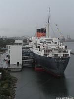 The Queen Mary is permanently docked in Long Beach.
