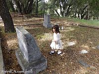 Tiffany exploring the cemetery