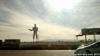 The Porche Man stands along Highway 405 in Carson