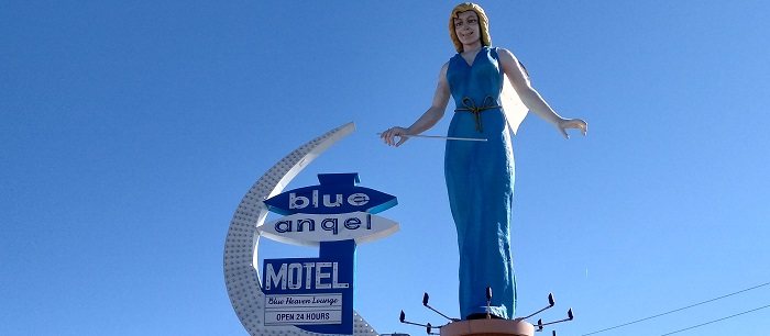 The Blue Angel Motel Sign and Statue
